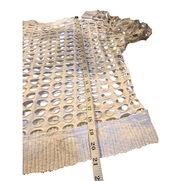 Pete Collection Open Weave White Long Sleeve Knit Sweater Top Women's Size XS - Picture 8 of 9